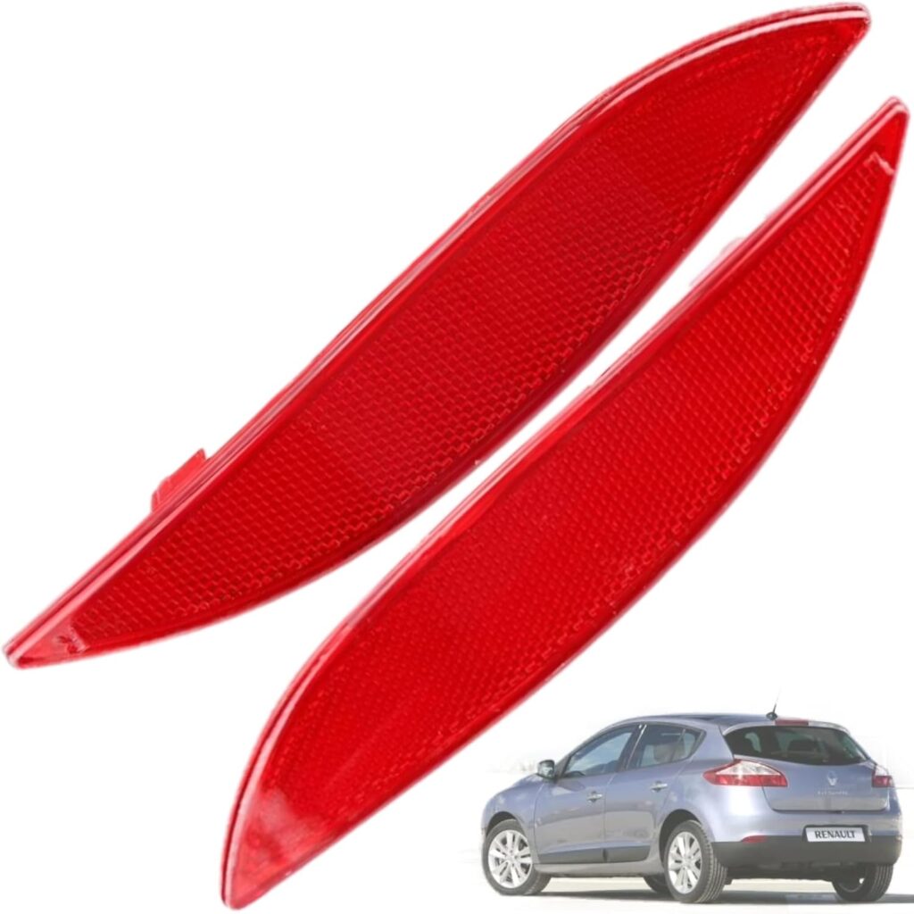 Twowinds - Reflectante 265600004R Compatible con Renault Megane 3 (2008-2013) - Parachoques Trasero, Derecho e Izquierdo (ambos lados) - 265650004R - Catadióptrico - Reflector Rojo (2 piezas)