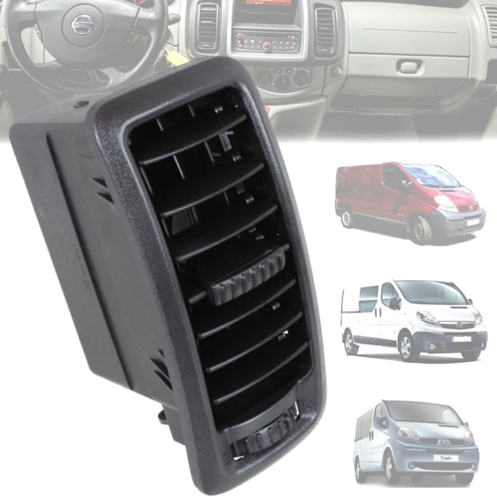Twowinds - Rejilla de Ventilación Compatible con Renault Trafic II, Opel Vivaro A, Nissan Primastar - Aireador Salpicadero Consola Central - 7701054458 - Difusor Aire, Calefacción, Climatización