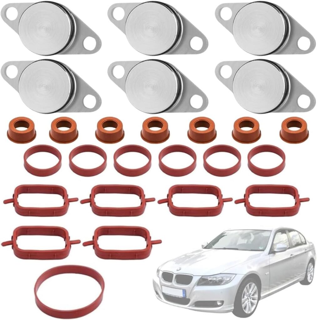 Twowinds - Kit Anular Mariposas del Colector de Admisión (22mm) Compatible con BMW E38 E87 E46 E90 E91 E92 E93 E39 E60 E61 E63 E64 E65 E66 E67 E83 E53 E70 E71 E72-6 Cilindros (6 tapones, 20 juntas)