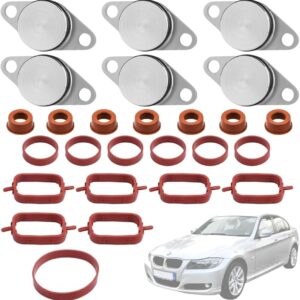 Twowinds - Kit Anular Mariposas del Colector de Admisión (22mm) Compatible con BMW E38 E87 E46 E90 E91 E92 E93 E39 E60 E61 E63 E64 E65 E66 E67 E83 E53 E70 E71 E72-6 Cilindros (6 tapones, 20 juntas)