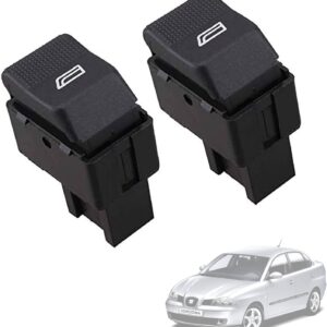 Twowinds - Interruptor Elevalunas 6X0959855B Compatible con VW Polo, Seat Cordoba Ibiza - Puerta Delantera Izquierda (lado conductor) - Botonera Ventanillas Delanteras - Botón Ventana (2 unidades)
