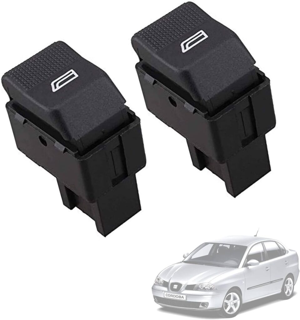Twowinds - Interruptor Elevalunas 6X0959855B Compatible con VW Polo, Seat Cordoba Ibiza - Puerta Delantera Izquierda (lado conductor) - Botonera Ventanillas Delanteras - Botón Ventana (2 unidades)