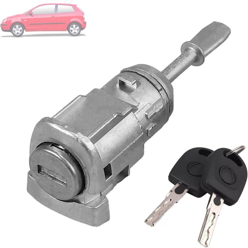 Twowinds - Bombín Cerradura 604837167 Compatible con VW Polo, Fox, Lupo, Transporter T5; Seat Arosa - Puerta Delantera Izquierda (lado conductor) - Cilindro de Cierre, Llave (Vástago corto 35mm)