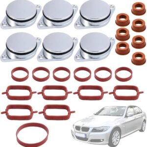 Twowinds - Kit Anular Mariposas Colector Admisión (32mm) Compatible con BMW E39 E46 E60 E61 E63 E64 E67 E81 E82 E88 E90 E91 E92 E93 X3 E83 X5 E53 E87 X5 E70 X6 E71 - 6 Cilindros (6 tapones, 20 Juntas)