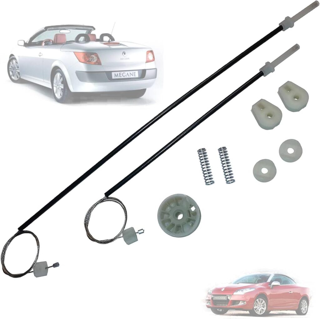 Twowinds - Kit Elevalunas 8201010933 Compatible con Renault Megane 2 Coupe Cabriolet (2002-2009) - Puerta Trasera Izquierda (Lado conductor trasero) - Regulador Ventana (lote de 9 piezas)