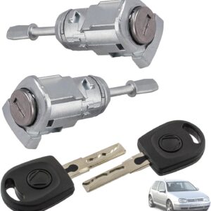 Twowinds - Bombín Cerradura 604837167 Compatible con VW Bora 1J2 1J6 (1997-2006) Golf IV 1J1 1J5 (1997-2006) - Puerta Delantera Izquierda Derecha (ambos lados) - 604837168 - Cilindro Cierre (set de 2)