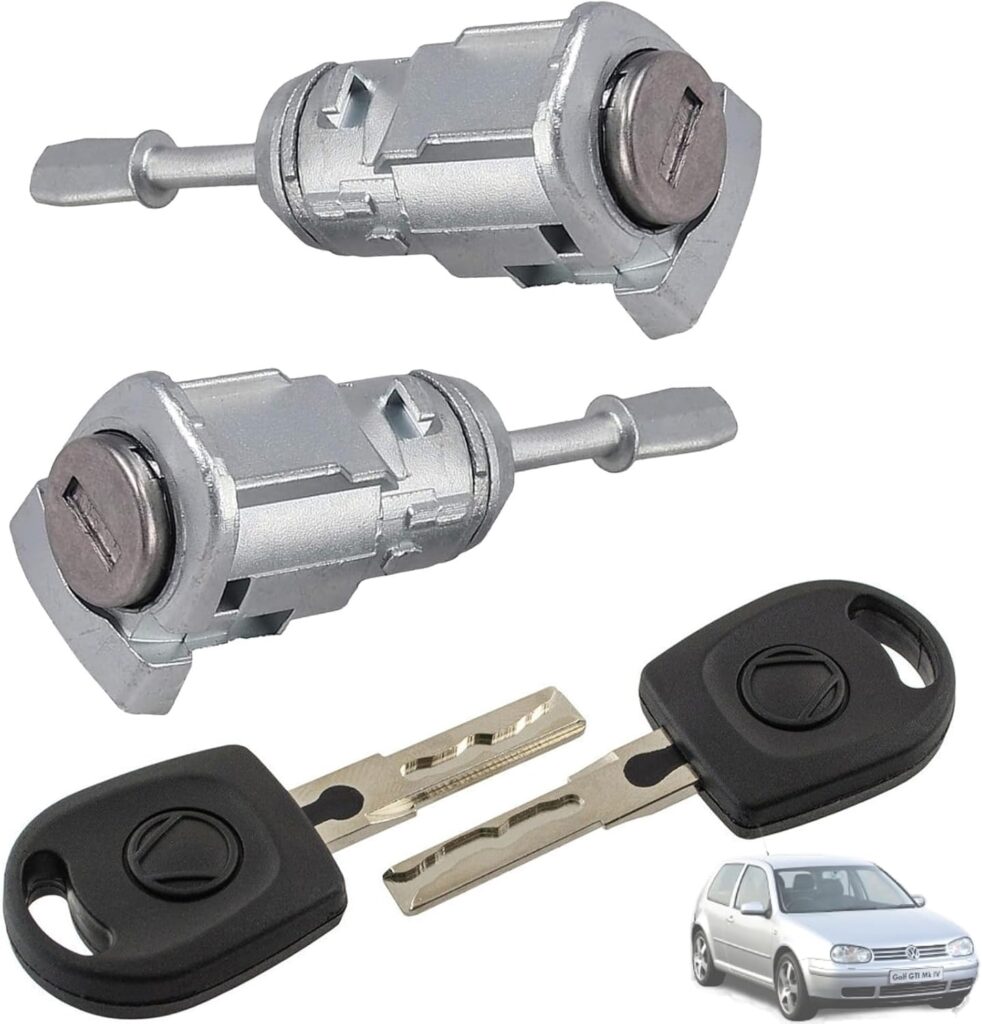 Twowinds - Bombín Cerradura 604837167 Compatible con VW Bora 1J2 1J6 (1997-2006) Golf IV 1J1 1J5 (1997-2006) - Puerta Delantera Izquierda Derecha (ambos lados) - 604837168 - Cilindro Cierre (set de 2)