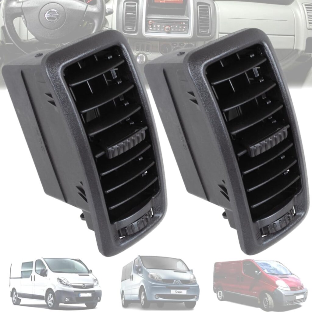 Twowinds - Rejilla Ventilación 7701054458 Compatible con Renault Trafic 2, Opel Vivaro A, Nissan Primastar (2002-2014) - Aireador Salpicadero Consola Central - Difusor Aire Calefacción - Climatización